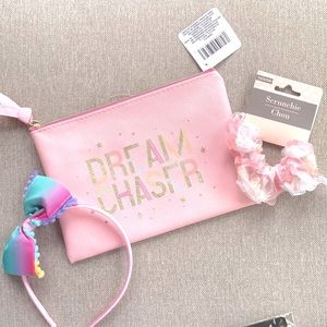 Girls Hair Accessories With Zipper Bag Scrunchy & Headband New With Tags